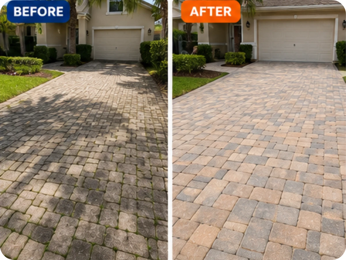 Driveway Cleaning Before and After