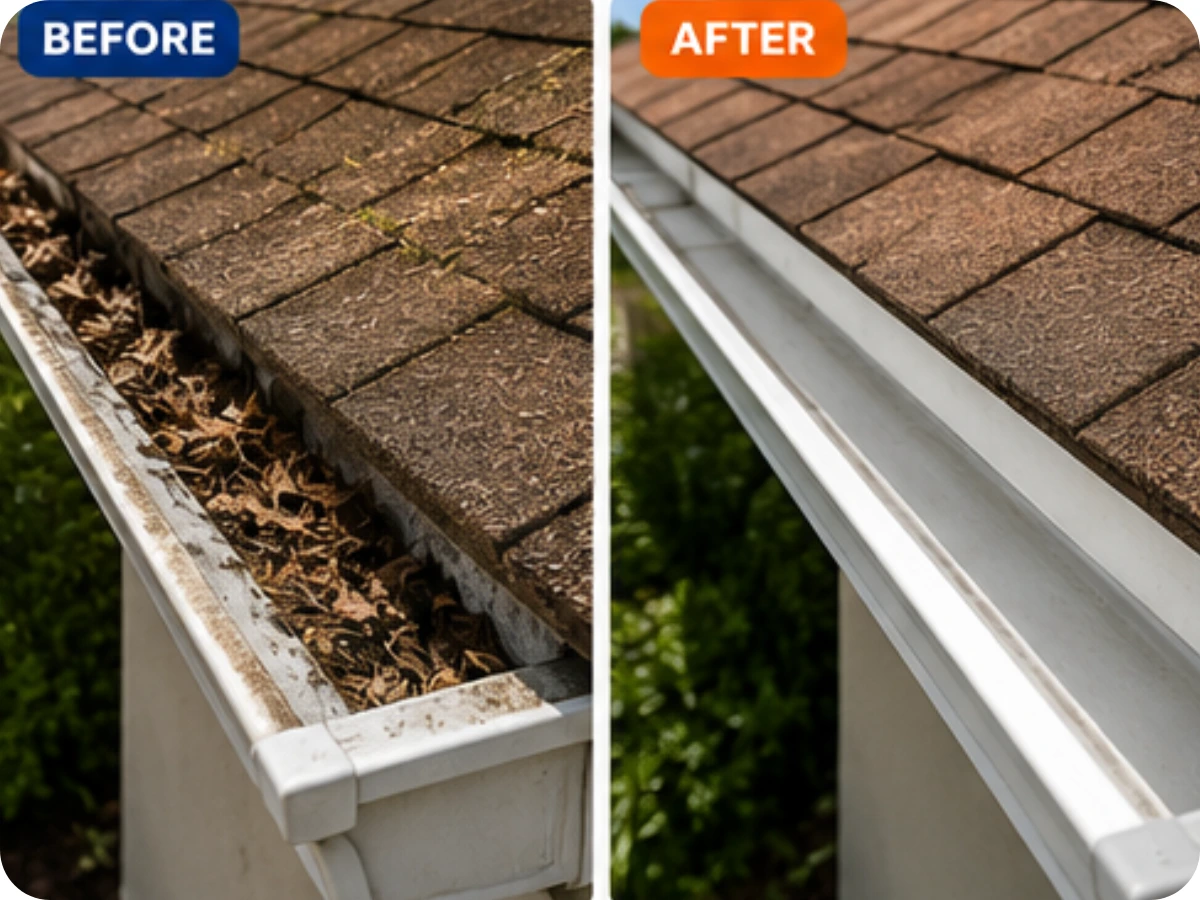 Gutter Cleaning Before and After