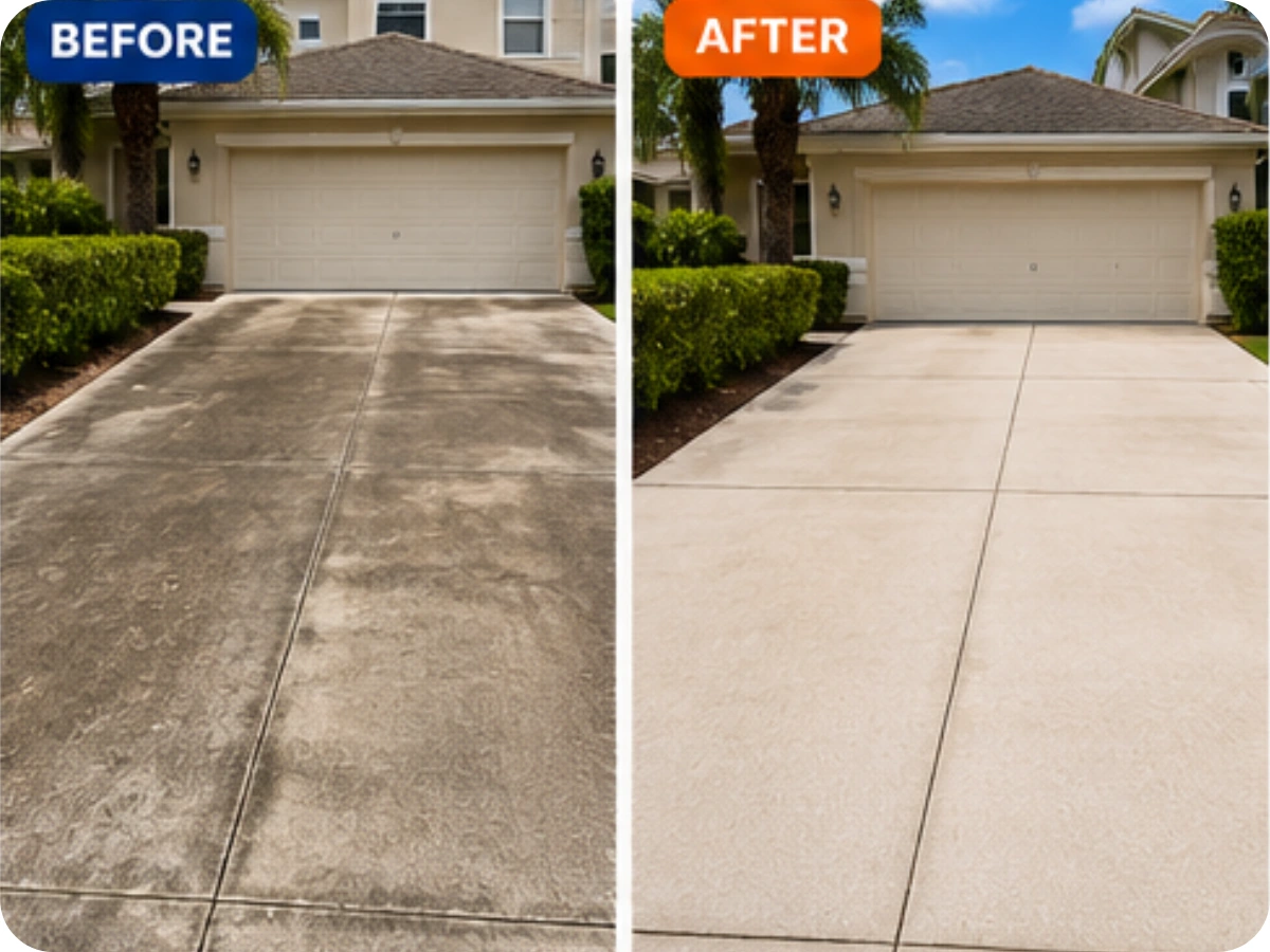 Pressure Washing Before and After