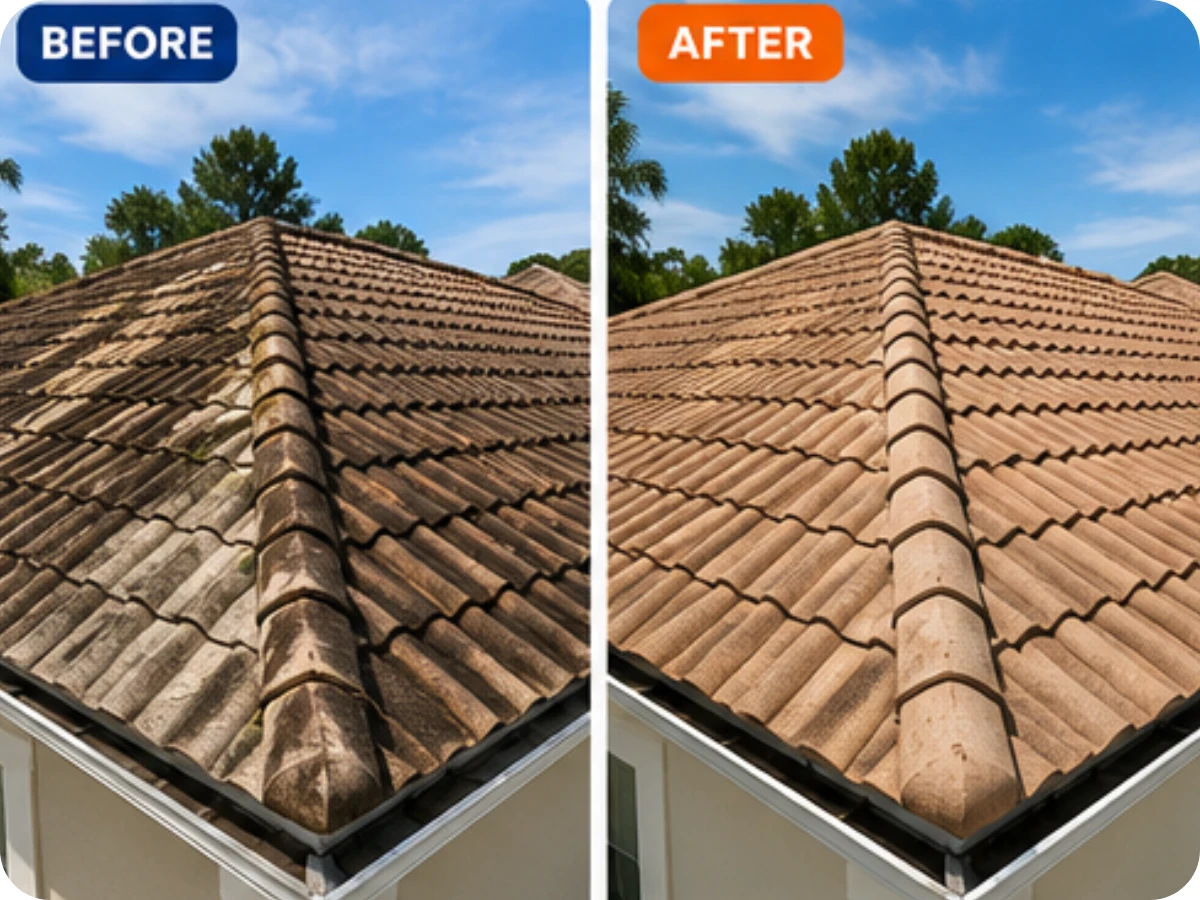 Roof Cleaning Before and After
